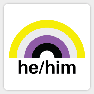 He/Him Pronouns Nonbinary Rainbow Sticker